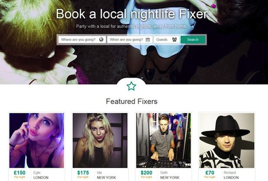 O site Zoola Fix, que oferece companheiros de balada para turistas em várias cidades do mundo (Foto: Reprodução/zoolafix.com)